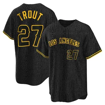 Mike Trout Men's Los Angeles Angels Replica Snake Skin City Jersey - Black