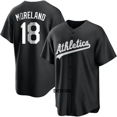 Mitch Moreland Men's Oakland Athletics Replica Jersey - Black/White