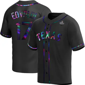 Nathan Eovaldi Men's Texas Rangers Replica Alternate 2023 World Series Jersey - Black Holographic