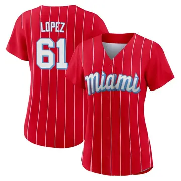 Otto Lopez Women's Miami Marlins Authentic 2021 City Connect Jersey - Red