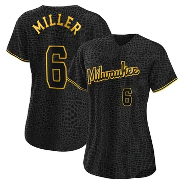 Owen Miller Women's Milwaukee Brewers Authentic Snake Skin City Jersey - Black