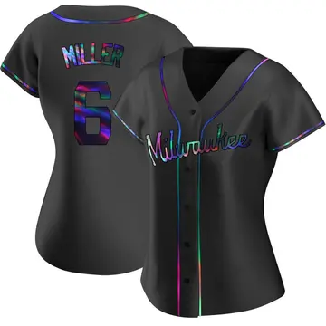 Owen Miller Women's Milwaukee Brewers Replica Alternate Jersey - Black Holographic