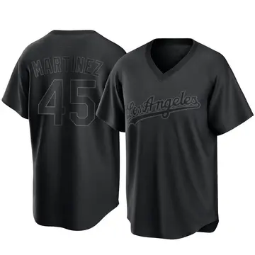 Pedro Martinez Men's Los Angeles Dodgers Replica Pitch Fashion Jersey - Black