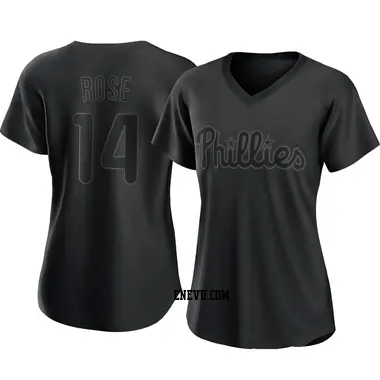 Pete Rose Women's Philadelphia Phillies Authentic Pitch Fashion Jersey - Black