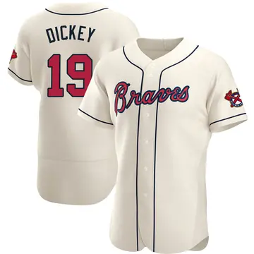 R.A. Dickey Men's Atlanta Braves Authentic Alternate Jersey - Cream