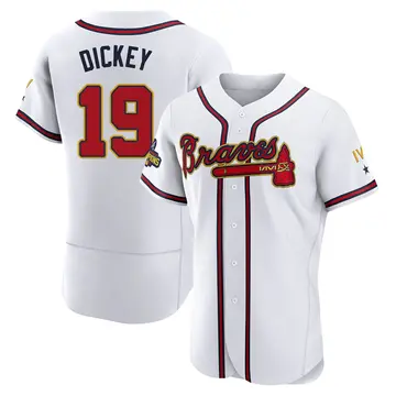 R.A. Dickey Men's Atlanta Braves Authentic White 2022 Program Jersey - Gold