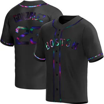 Romy Gonzalez Men's Boston Red Sox Replica Alternate Jersey - Black Holographic