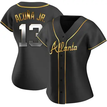Ronald Acuna Jr. Women's Atlanta Braves Replica Alternate Jersey - Black Golden
