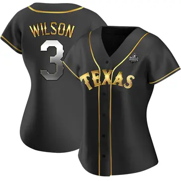 Russell Wilson Women's Texas Rangers Replica Alternate 2023 World Series Jersey - Black Golden