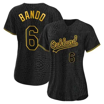 Sal Bando Women's Oakland Athletics Authentic Snake Skin City Jersey - Black