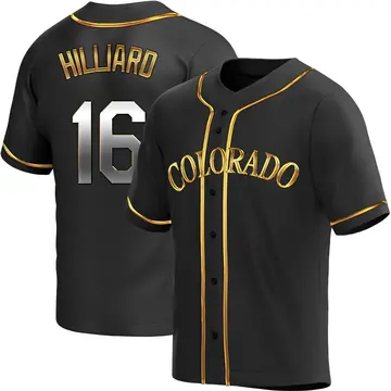 Sam Hilliard Men's Colorado Rockies Replica Alternate Jersey - Black Golden