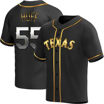 Sam Huff Men's Texas Rangers Replica Alternate Jersey - Black Golden