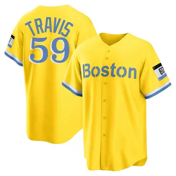 Sam Travis Youth Boston Red Sox Replica Blue 2021 City Connect Player Jersey - Gold/Light