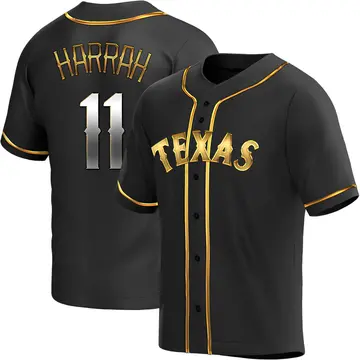 Toby Harrah Men's Texas Rangers Replica Alternate Jersey - Black Golden