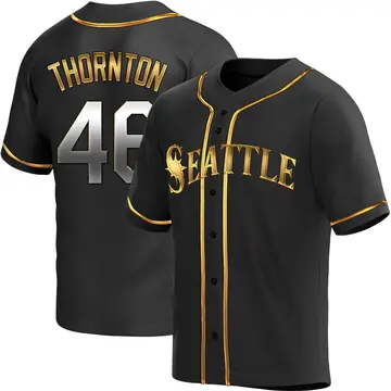 Trent Thornton Men's Seattle Mariners Replica Alternate Jersey - Black Golden