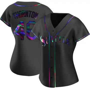 Trent Thornton Women's Seattle Mariners Replica Alternate Jersey - Black Holographic