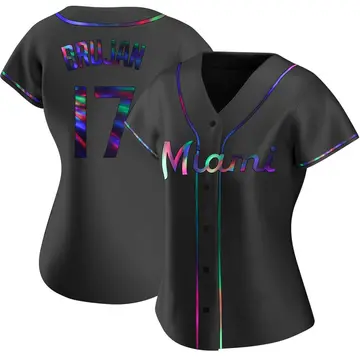 Vidal Brujan Women's Miami Marlins Replica Alternate Jersey - Black Holographic