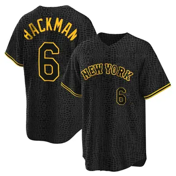 Wally Backman Men's New York Mets Replica Snake Skin City Jersey - Black