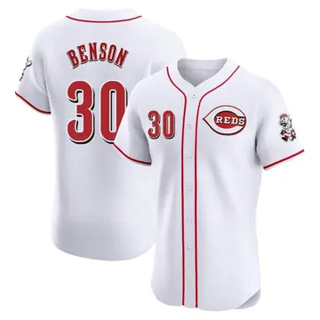 Will Benson Men's Cincinnati Reds Elite Home Patch Jersey - White