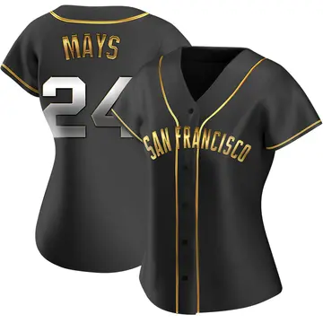 Willie Mays Women's San Francisco Giants Replica Alternate Jersey - Black Golden