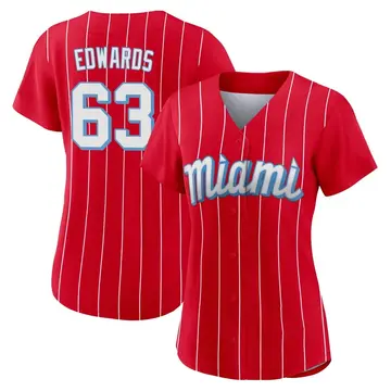 Xavier Edwards Women's Miami Marlins Authentic 2021 City Connect Jersey - Red