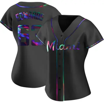 Xavier Edwards Women's Miami Marlins Replica Alternate Jersey - Black Holographic