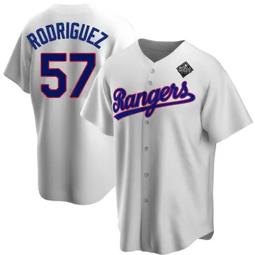 Yerry Rodriguez Men's Texas Rangers Replica Home Cooperstown Collection 2023 World Series Jersey - White